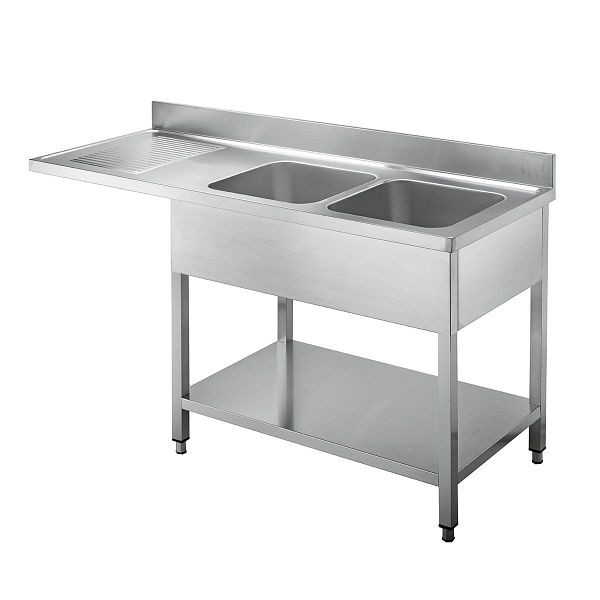 Vaiotec TOPLINE Spülcenter 700 / 2 Becken rechts, 40 mm starke Arbeitsplatte, 200x70x85 cm, 10523