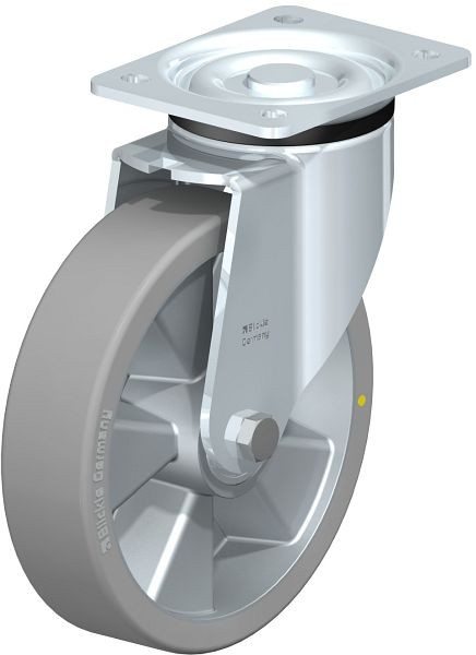 Blickle LK-ALTH 200K-AS Stahlblech-Lenkrolle, schwere Ausführung, mit Anschraubplatte, Blickle Extrathane®, Grau, 638205