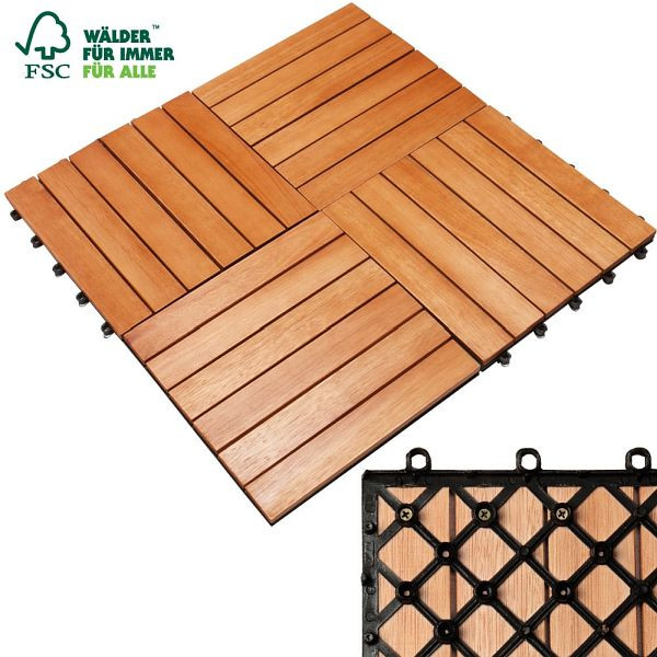 casaria Holzfliese Eukalyptusholz, VE: 11er-Set 30x30cm, 990031