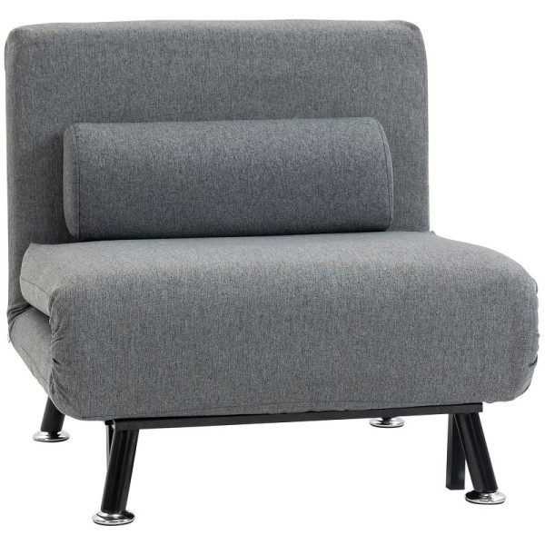 HOMCOM Klappsessel mit Bettfunktion, klappbarer Relaxsessel in Leinenoptik, Verstellbare Rückenlehne, 75 x 70 x 75 cm, Dunkelgrau, 833-066V00BK
