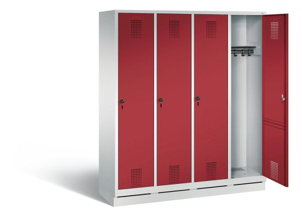 C+P Garderobenschrank Evolo, H1800xB1590xT500mm, Farbe: Lichtgrau / Rubinrot, 48020-42 S10026