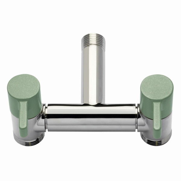 Aquajet Doppel-Zapfstelle ECO khakigrün, verchromt, VE: 4 Stück, 73142KHK