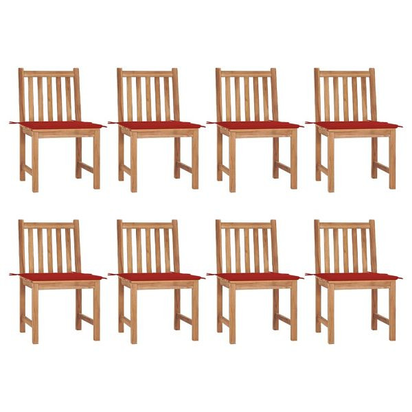 vidaXL Gartenstühle 8 Stück mit Kissen Massivholz Teak, 3073148