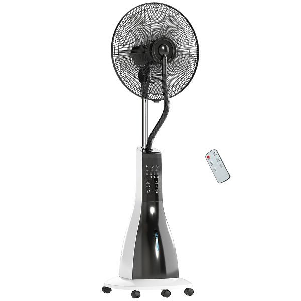 HOMCOM Ventilator mit Sprühnebel-Funktion, 75 Grad drehbar, 3 Geschwindigkeiten, 3 Modi, 3-Liter-Wassertank, Schwarz+Weiß, 824-101V90MX