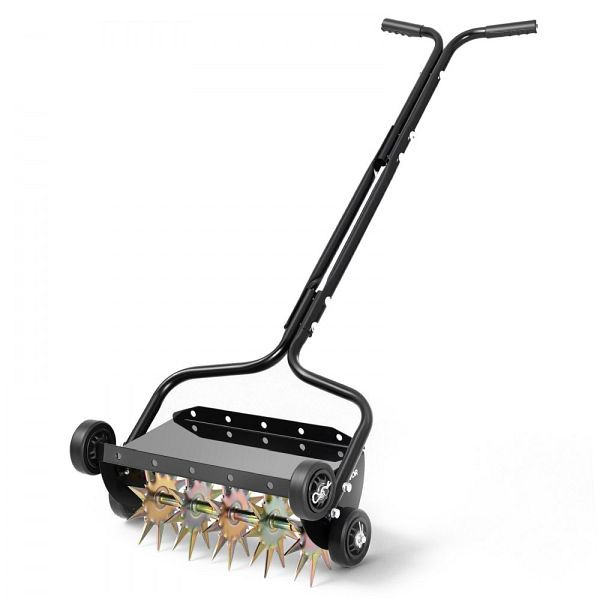 VEVOR Rasenlüfter Walze Manuell 45 cm, 5 cm Arbeitstiefe & 4 Rollen, 18 kg Stahl Rasenbelüfter Schwarz, STJCPQQPZS189BM9A001V0