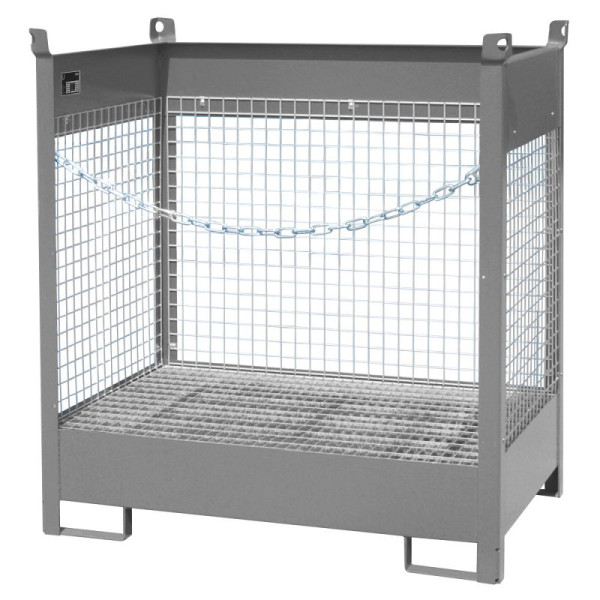 STEIN HGS Fass-Stapelpalette FSP, RAL 7005 mausgrau, lackiert, 245 Liter, Wände aus Drahtgitter, 79140.0029
