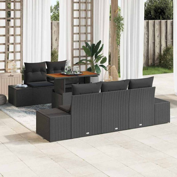 vidaXL Garten Essgruppe, 6er Set, Schwarz und Braun 100 x 55 x 73 cm, 3349904
