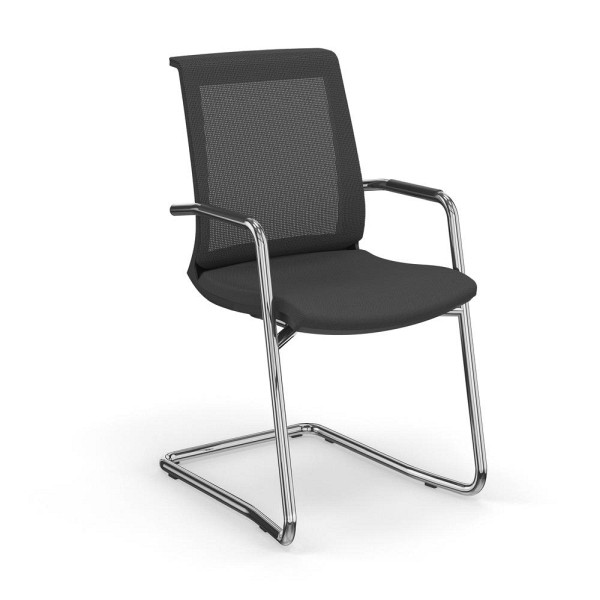 Deskin Besucherstuhl-/Konferenzstuhl TOP SWING DELUXE, Schwarz, 640 x 640 x 920 mm, Gestell: Verchromt, 346711