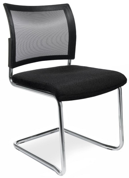 Deskin Besucherschwinger LAS VEGAS mit Netzrücken, Schwingergestell verchromt, Bezug Stoff Basic G, Farbe schwarz, VE: 2 Stück, 272301