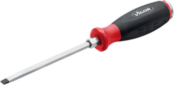 VIGOR Schraubendreher mit Schlagkappe, mit Antriebsvierkant, 1/4″, Schlitz Profil, SWx 6 mm, V5010-SL6