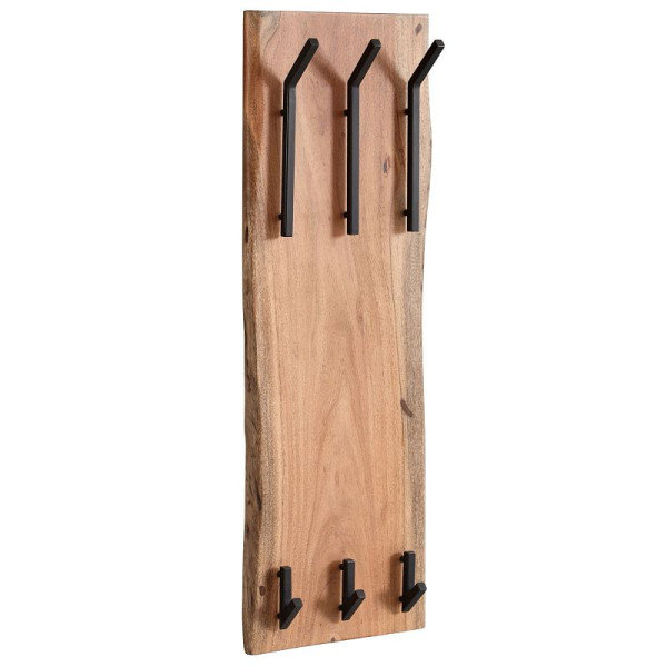 Wohnling Design Wandgarderobe Akazie Massivholz/Metall 35,5 x 100 x 11 cm, Hakenleiste 2-Reihig Flurgarderobe Wand, Garderobe Holz, WL6.360