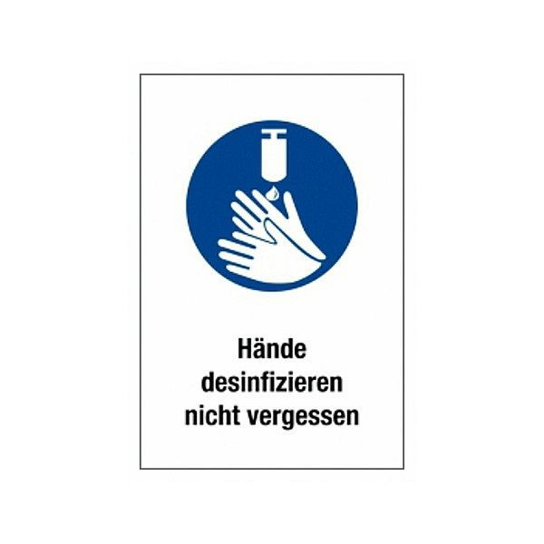 WERO Hinweisschild: Hände desinfizieren nicht vergessen, mit Text, DIN A4, Kunststoff, 20396441