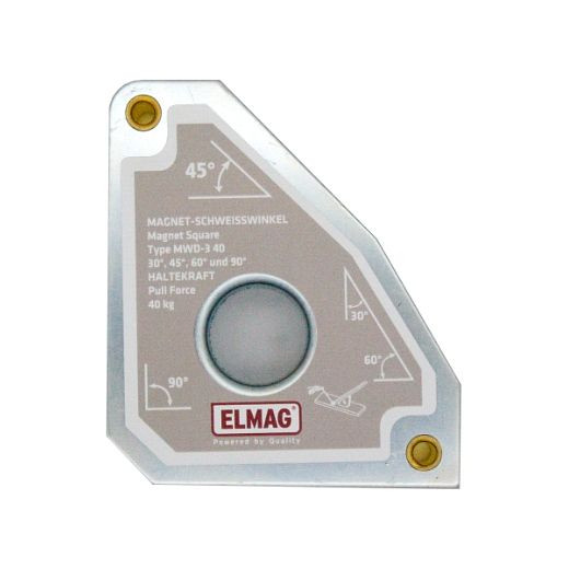 ELMAG Magnet-Schweißwinkel MWD-3 40 'Dauermagnet' für 30°/60°/45°/90° Schweißungen, 113x98x23mm, Haltekraft 40 kg, 57470