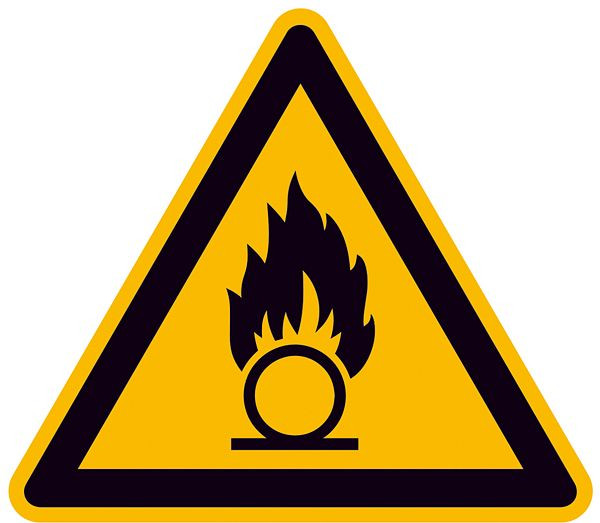 SafetyMarking Warnschild, Warnung vor brandfördernden Stoffen, Länge 31,5 cm, Folie, selbstklebend, 21.A1010