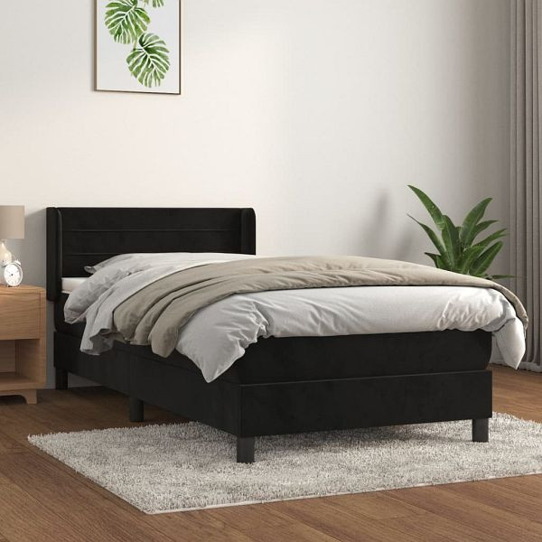 vidaXL Boxspringbett mit Matratze Schwarz 90x200 cm Samt, 3130999