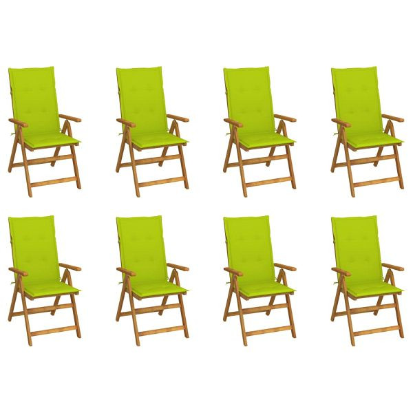 vidaXL Klappbare Gartenstühle mit Kissen 8 Stück Massivholz Akazie, 3075065