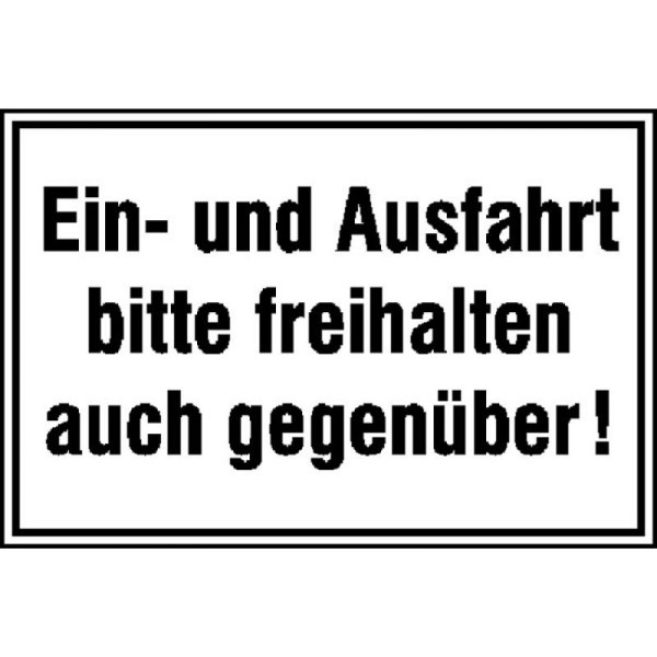 Stein HGS Hinweisschild für Ein- und Ausfahrten, Ein- und Ausfahrt bitte freihalten, 250 x 150 mm, 11.5586