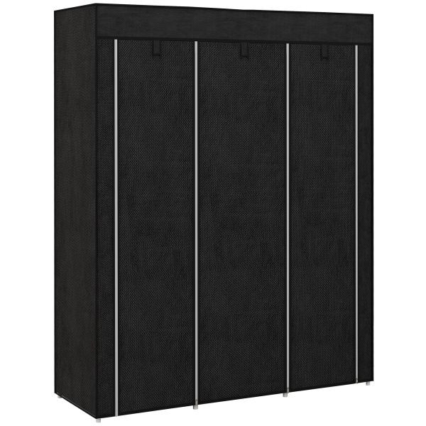 HOMCOM Stoffschrank, Faltschrank, Kleiderschrank mit Kleiderstange, 8 Ebenen, 850-211V00BK