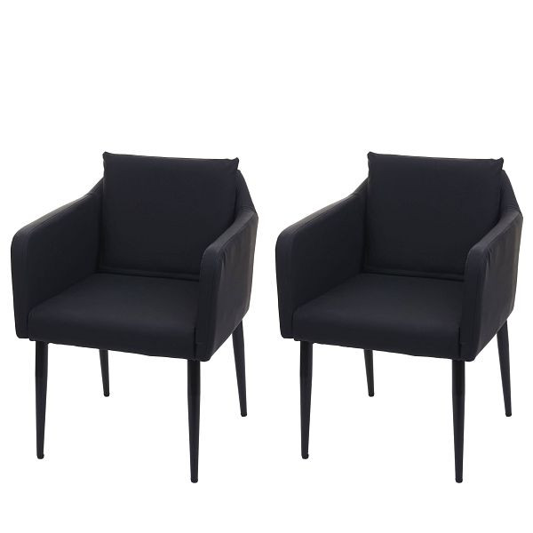 Mendler 2er-Set Esszimmerstuhl HWC-H93, Küchenstuhl Lehnstuhl Stuhl, Kunstleder schwarz, 74735