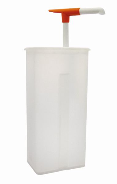 Schneider Druckknopf-Dosierspender mit Kunststoff-Deckel, 5L-105x140x345 mm inkl. Pumpe, 154712
