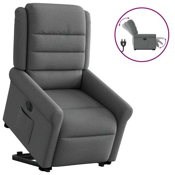 vidaXL Relaxsessel mit Aufstehhilfe Elektrisch Dunkelgrau Stoff, 3303335