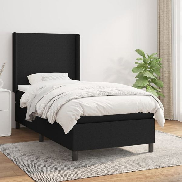 vidaXL Boxspringbett mit Matratze Schwarz 80x200 cm Stoff, 3131227