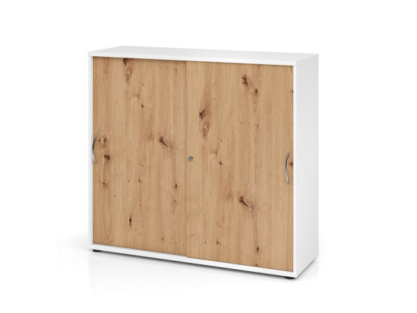 Hammerbacher Schiebetürschrank 3OH 120cm BM Weiß/Asteiche, V1753S/W/R/BM