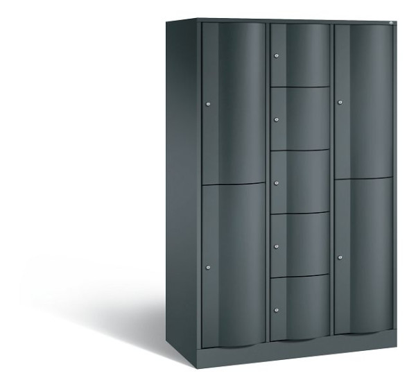 C+P Schließfachschrank Resisto, 9 Fächer, H1950xB1148xT540 mm, Anthrazit, 8070-3720 S10045