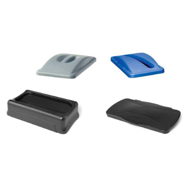 Stein HGS Deckel für Abfallbehälter -Slim Jim- Rubbermaid, Scharnierdeckel / Polyethylen, 556 x 341 x 31 mm / schwarz, 12136