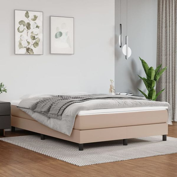 vidaXL Boxspringbett Matratze Cappuccino-Braun 140x190cm Kunstleder, 3144260