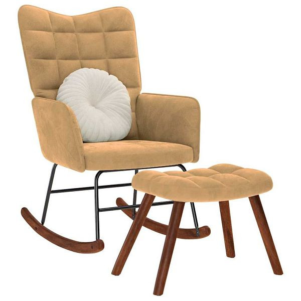 vidaXL Schaukelstuhl mit Hocker Brauner Samt, 4016851, 8721158362766