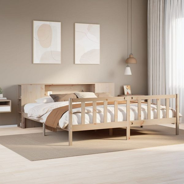 vidaXL Massivholzbett mit Regal ohne Matratze 200x200 cm Kiefernholz, 3321665