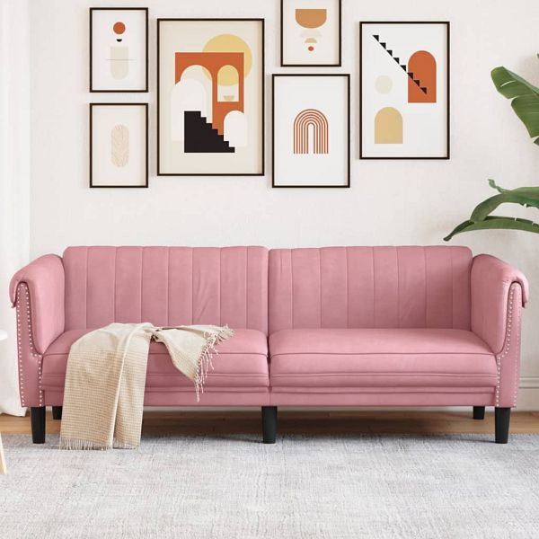 vidaXL Sofa 3-Sitzer Farbe Rosa Samt, 372588, 8721012399747