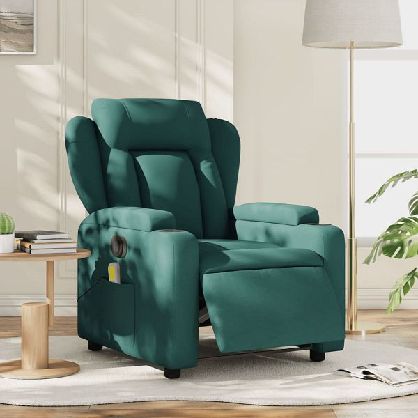 vidaXL Massagesessel Elektrisch Dunkelgrün Stoff, 3204476