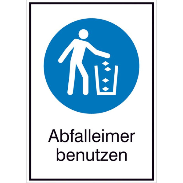 Stein HGS Kombischild mit Gebotszeichen und Zusatztext, Abfalleimer benutzen, 43.a7490