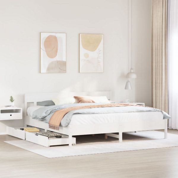 vidaXL Massivholzbett ohne Matratze Weiß 180x200 cm Kiefernholz, 3301858
