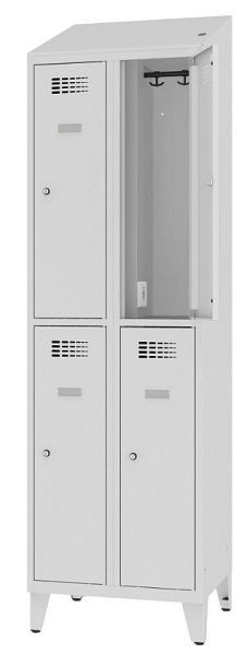 Eurobox Garderobenspind Strom, 2 Abteile, mit Steckdose, 300 mm mit Füßen, 1101-030202