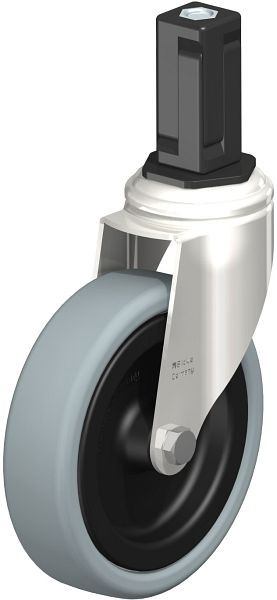 Blickle LKRXA-VPA 126G-11-EXV14 Edelstahl-Apparate-Lenkrolle mit Expander, Vollgummi, Grau, 853307
