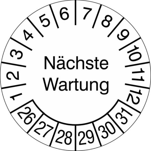 Stein HGS Prüfplaketten ohne Jahresfarbe (6 Jahre), Nächste Wartung, 2026-2031, 31.c2185-26