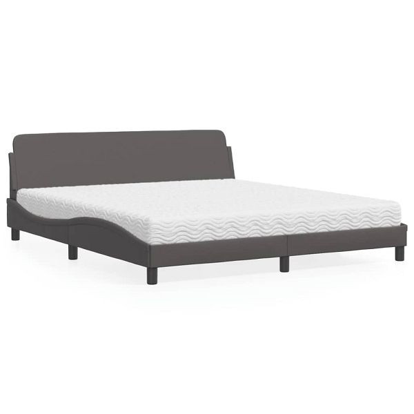 vidaXL Bett mit Matratze Grau 180x200 cm Kunstleder, 3208460