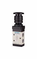 Riegler 3/2-Wegeventil, manuell betätigt, mit Pilztaster, NC, monostabil, für Schalttafeleinbau, 116006