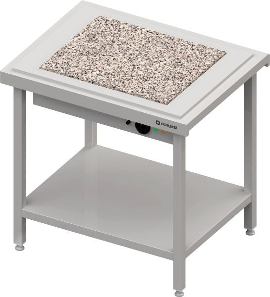 Stalgast Edelstahl Warmausgabe mit einer Wärmeplatte aus Granit 2x GN1/1, 920x750x880, Granitabdeckung "Standard G1", CF09207