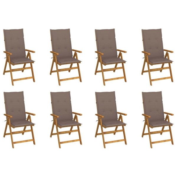 vidaXL Klappbare Gartenstühle mit Kissen 8 Stück Massivholz Akazie, 3075062