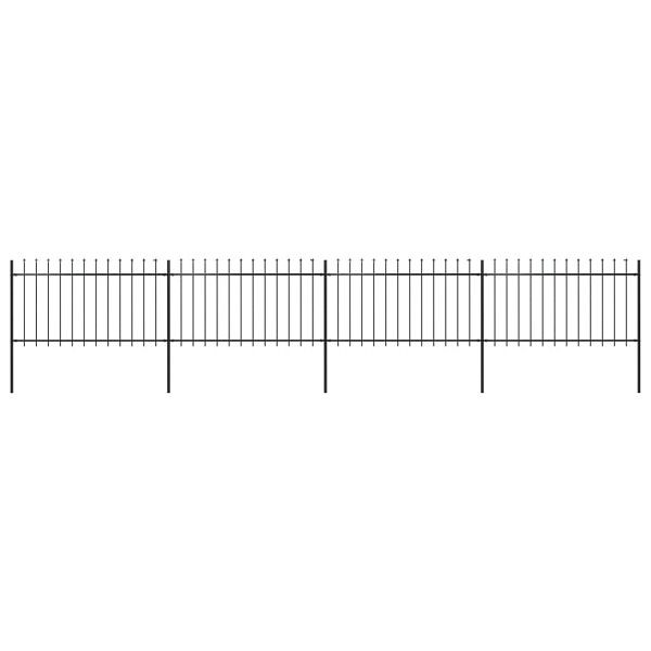 vidaXL Gartenzaun mit Speerspitzen Stahl 6,8 x 1 m Schwarz, 277614