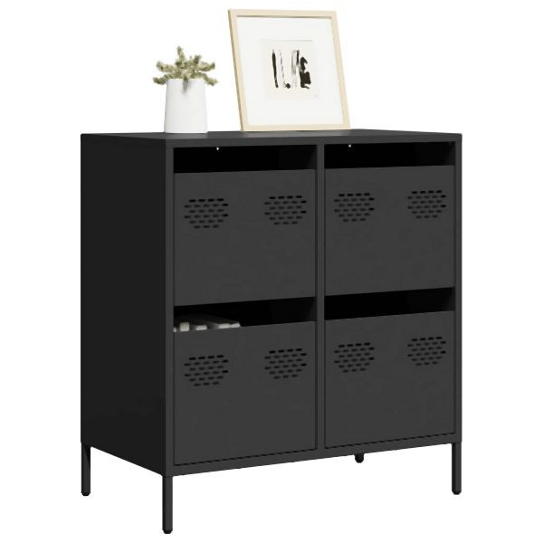 vidaXL Sideboard Schwarz 68x39x73,5 cm Kaltgewalzter Stahl, 851256