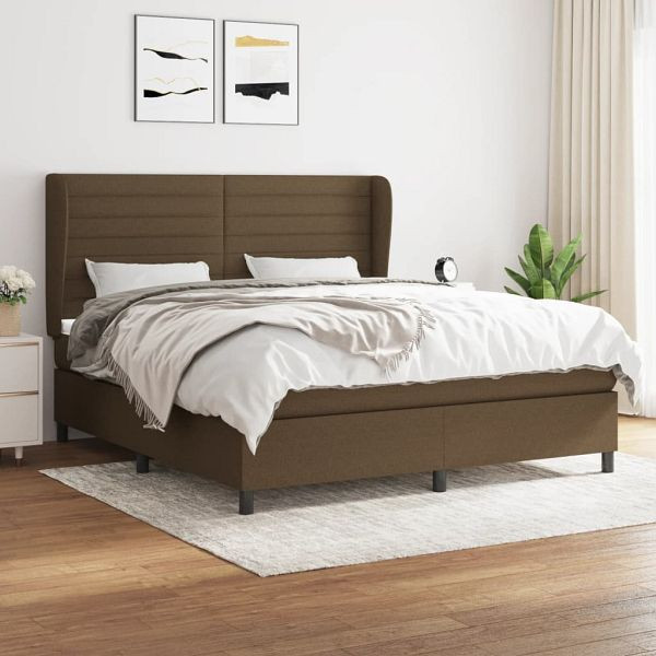 vidaXL Boxspringbett mit Matratze Dunkelbraun 160x200 cm Stoff, 3128056
