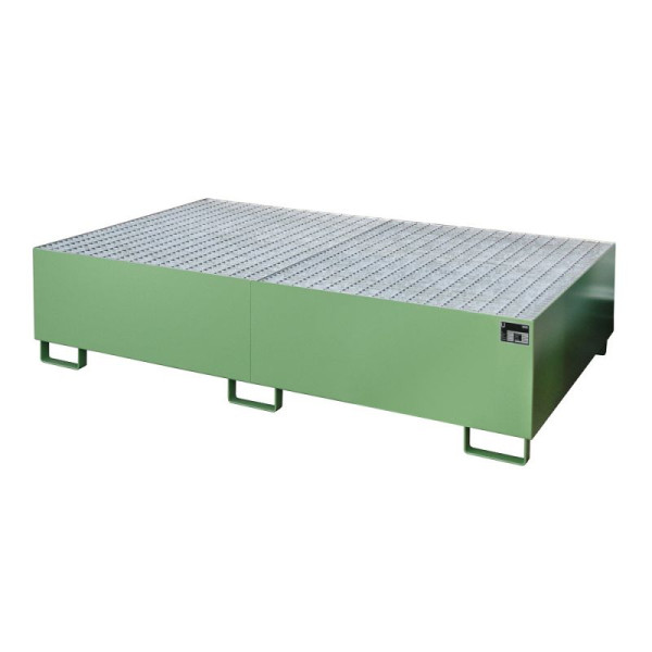STEIN HGS Regalwanne RW, 1000 Liter, RAL 6011 resedagrün, Gesamthöhe 505 mm, lackiert, Gitterrost, 79217.0070