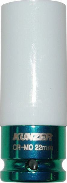 Kunzer 1/2" Impact-Radmutterneinsatz 22 mm, Länge 85 mm (hellgrün), 812RK22