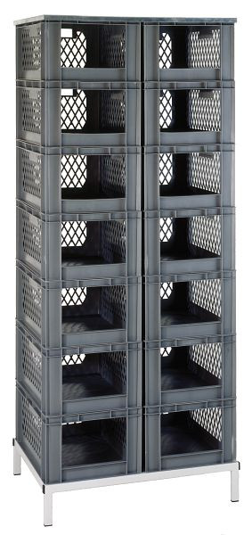 LA-KA-PE TR 14-1, Transport-Stapelkasten-Regal, 1960 x 815 x 607 mm, Kästen in grau, 07114 00 05