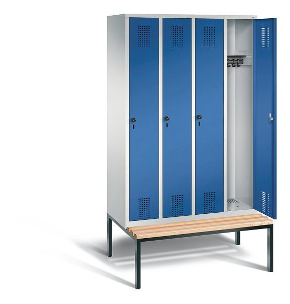 C+P Garderobenschrank Evolo, H2090xB1190xT815mm, Farbe: Lichtgrau / Enzianblau, 48050-40 S10010